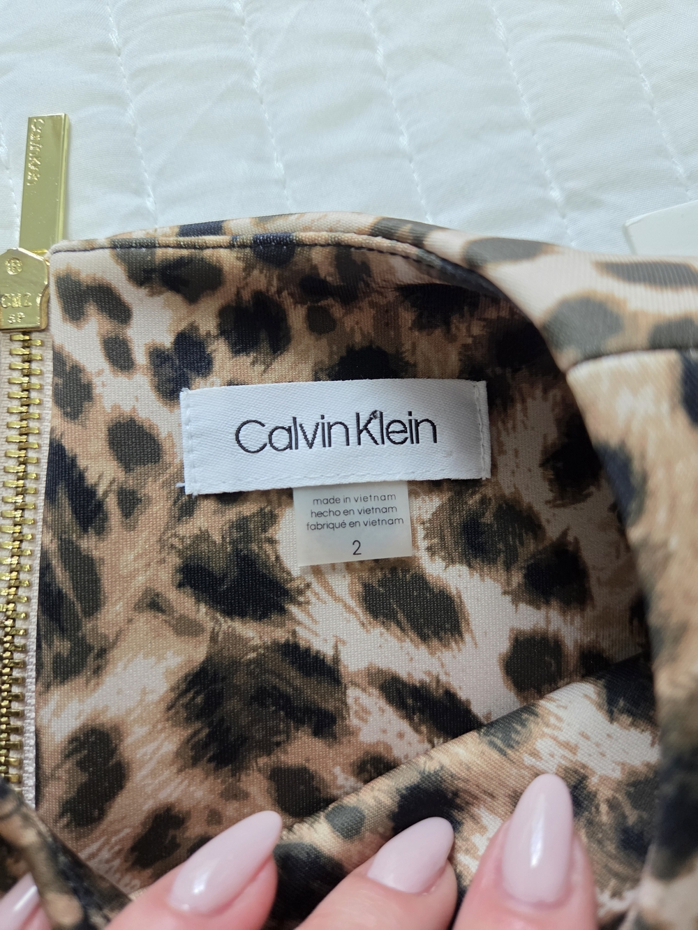 Calvin Klein Leopard Print Midi Sheath Dress - Brown/Tan - Picture 4 of 6